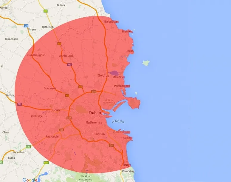Mapa de la red anfitriona del Gran Dublín de Irlanda