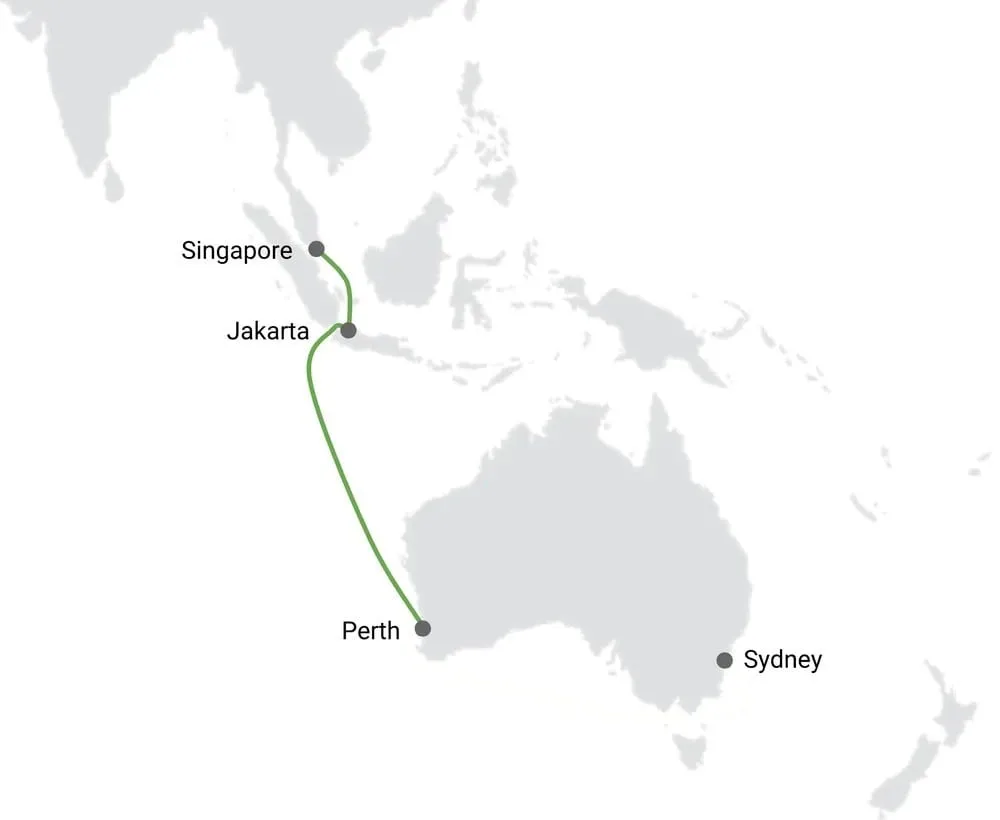 Mapa del sistema de cable submarino INDIGO West
