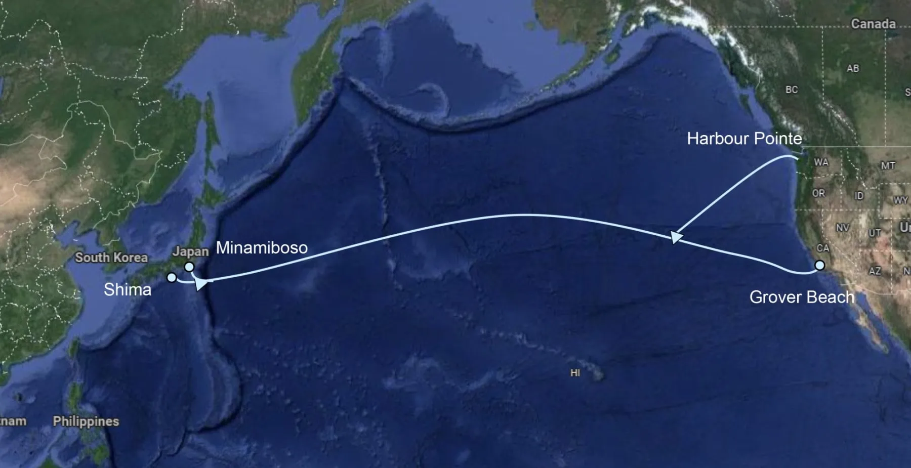 Mapa del sistema de cable submarino JUNO