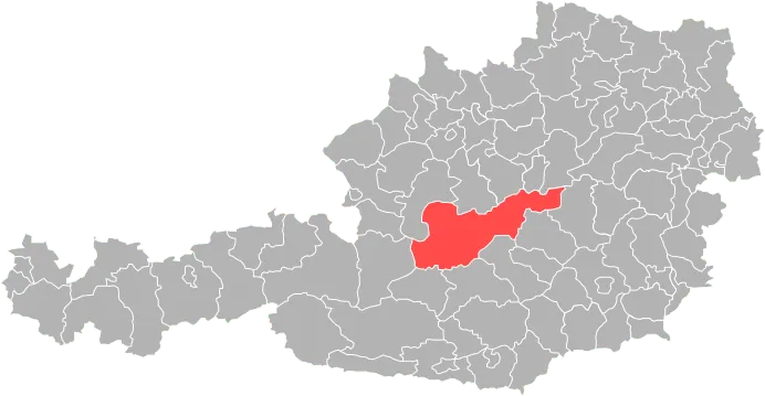 Mapa del distrito de Liezen Austria