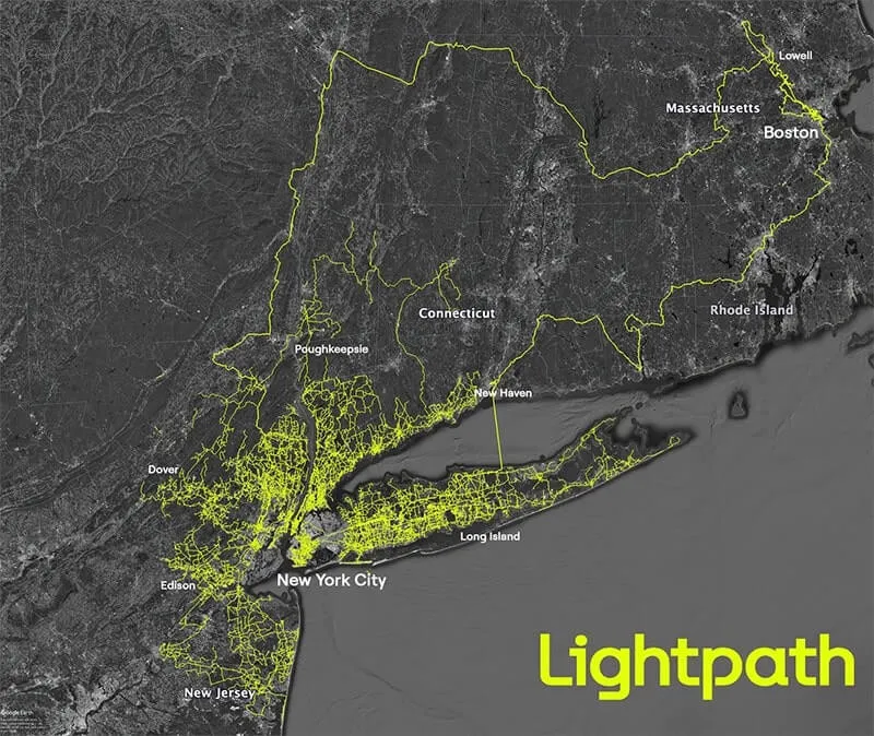 Mapa de red de fibra Lightpath