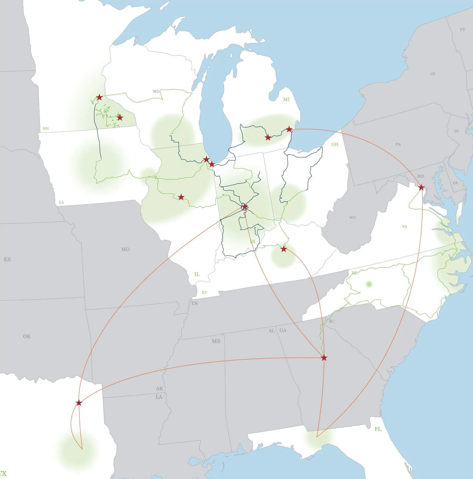 Mapa de la red de fibra MetroNet
