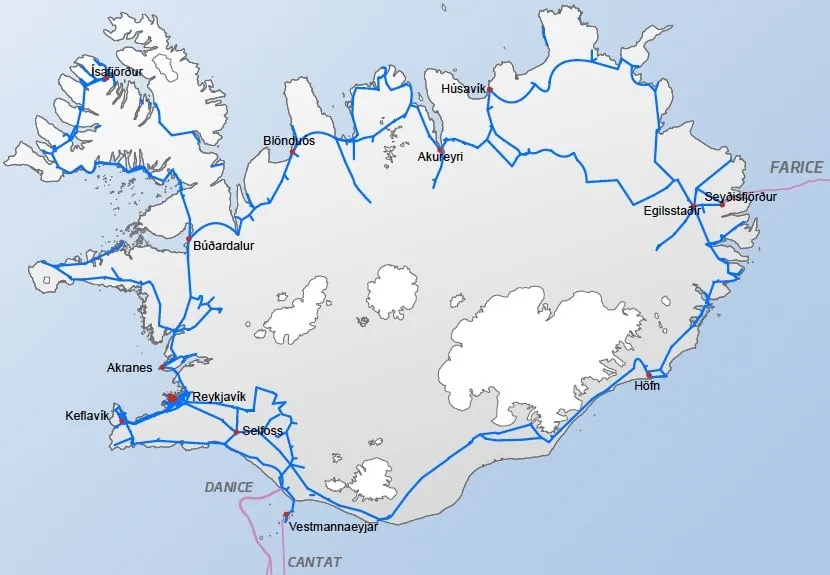 Míla Iceland Fiber Network Map