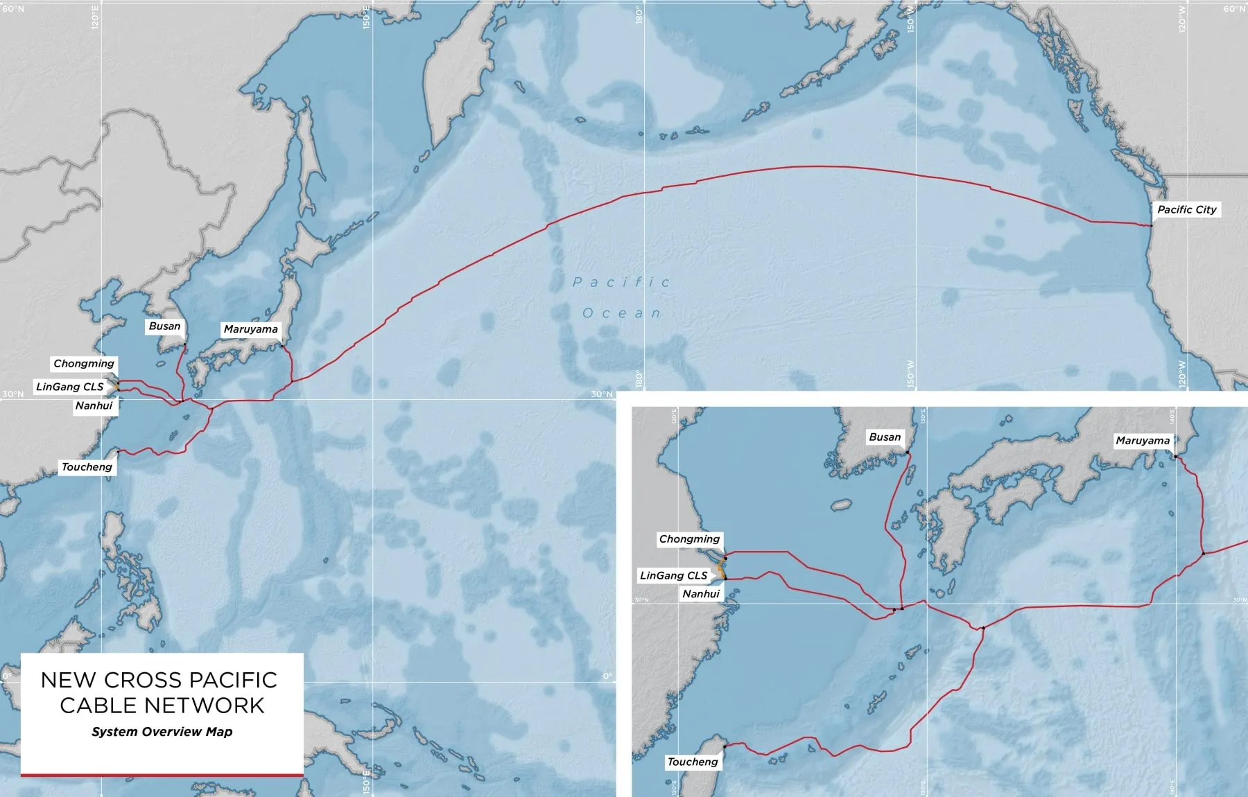 Nuevo mapa del sistema de cable submarino NCP Cross Pacific