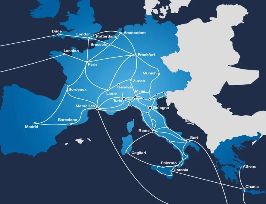 Red de Fibra Óptica Retelit en Italia y Europa