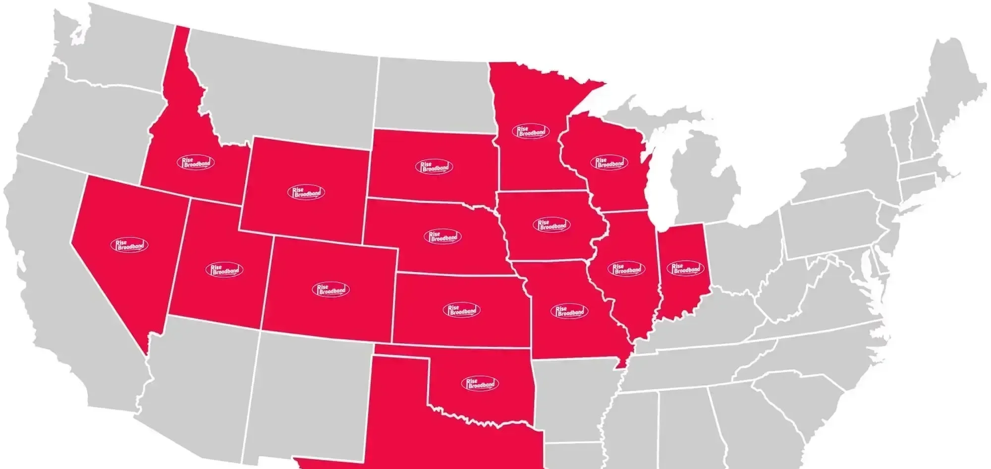 Mapa de cobertura de Rise Broadband en Estados Unidos
