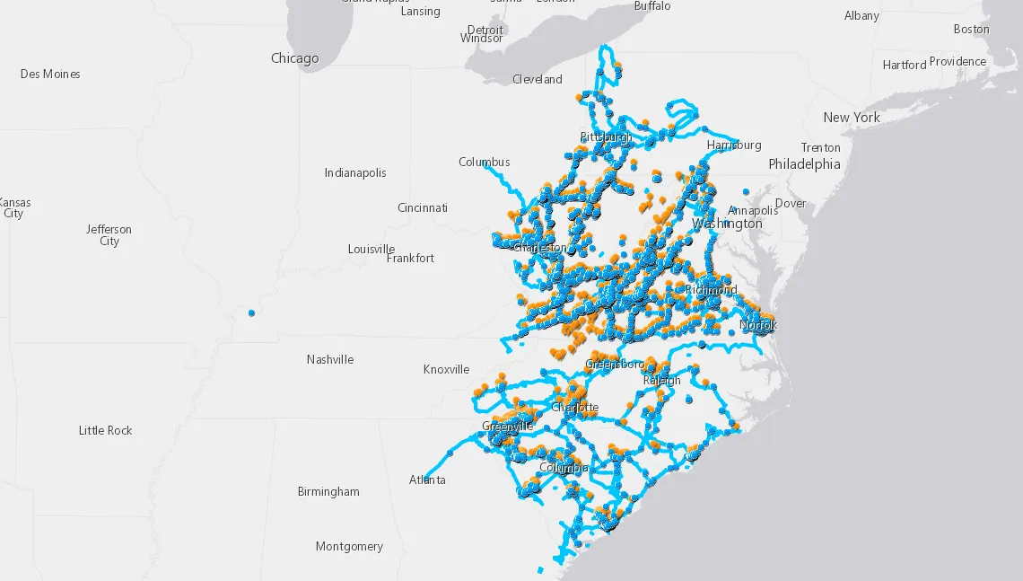 Mapa de la red de Fibra Segra