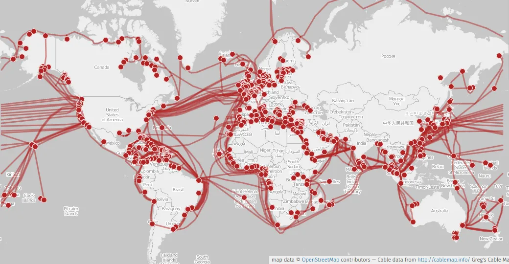 Mapa de cable submarino global