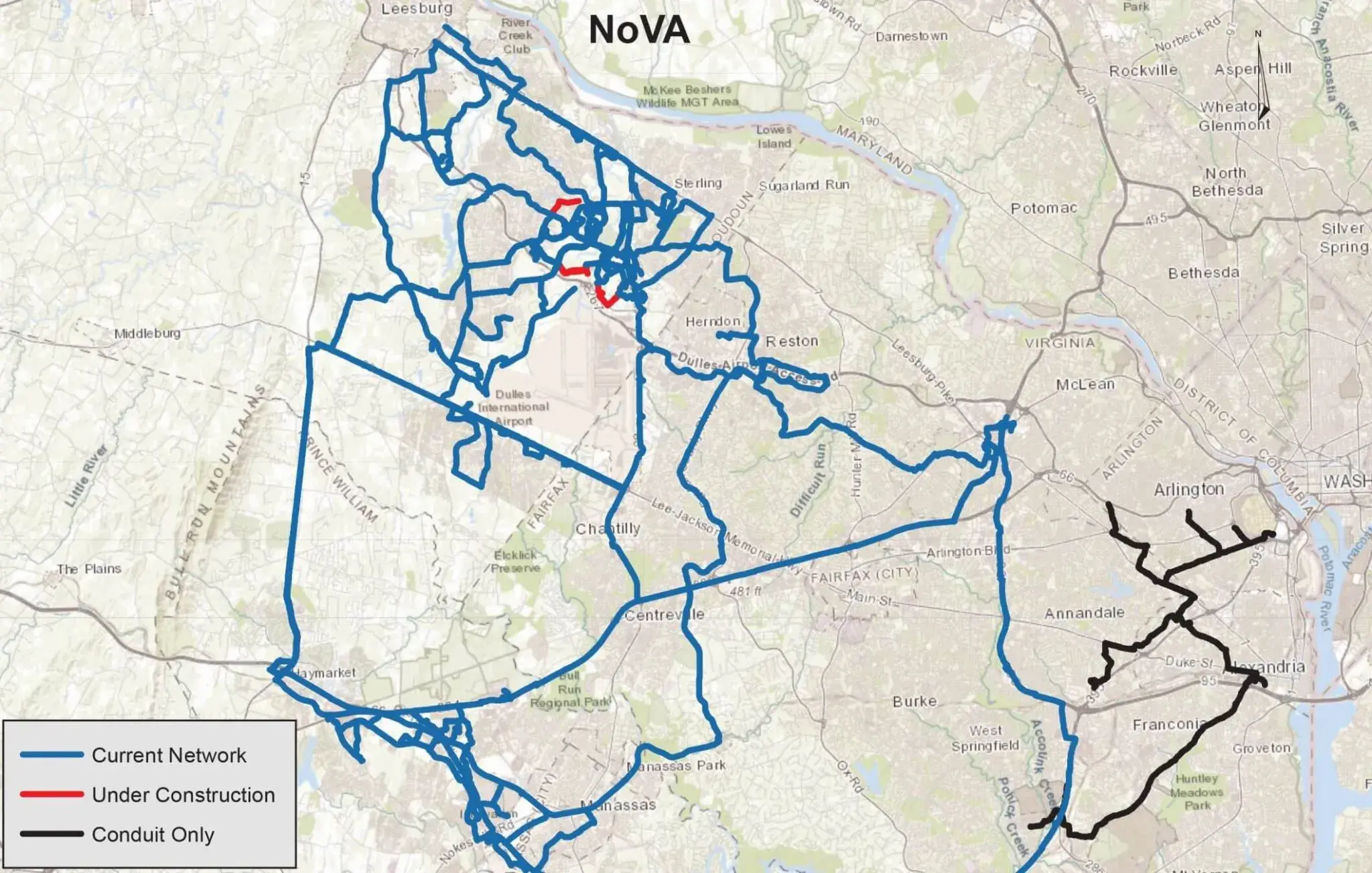 Mapa de la red de Virginia del Norte del Grupo de Infraestructura de la Cumbre SummitIG
