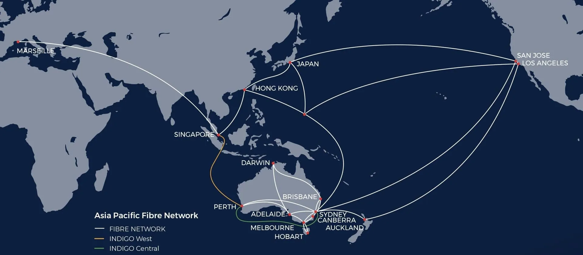 Mapa de red de cable submarino y fibra Superloop