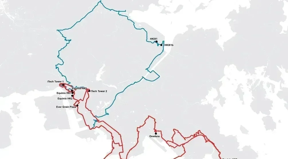 Mapa de la red de fibra de Superloop Hong Kong