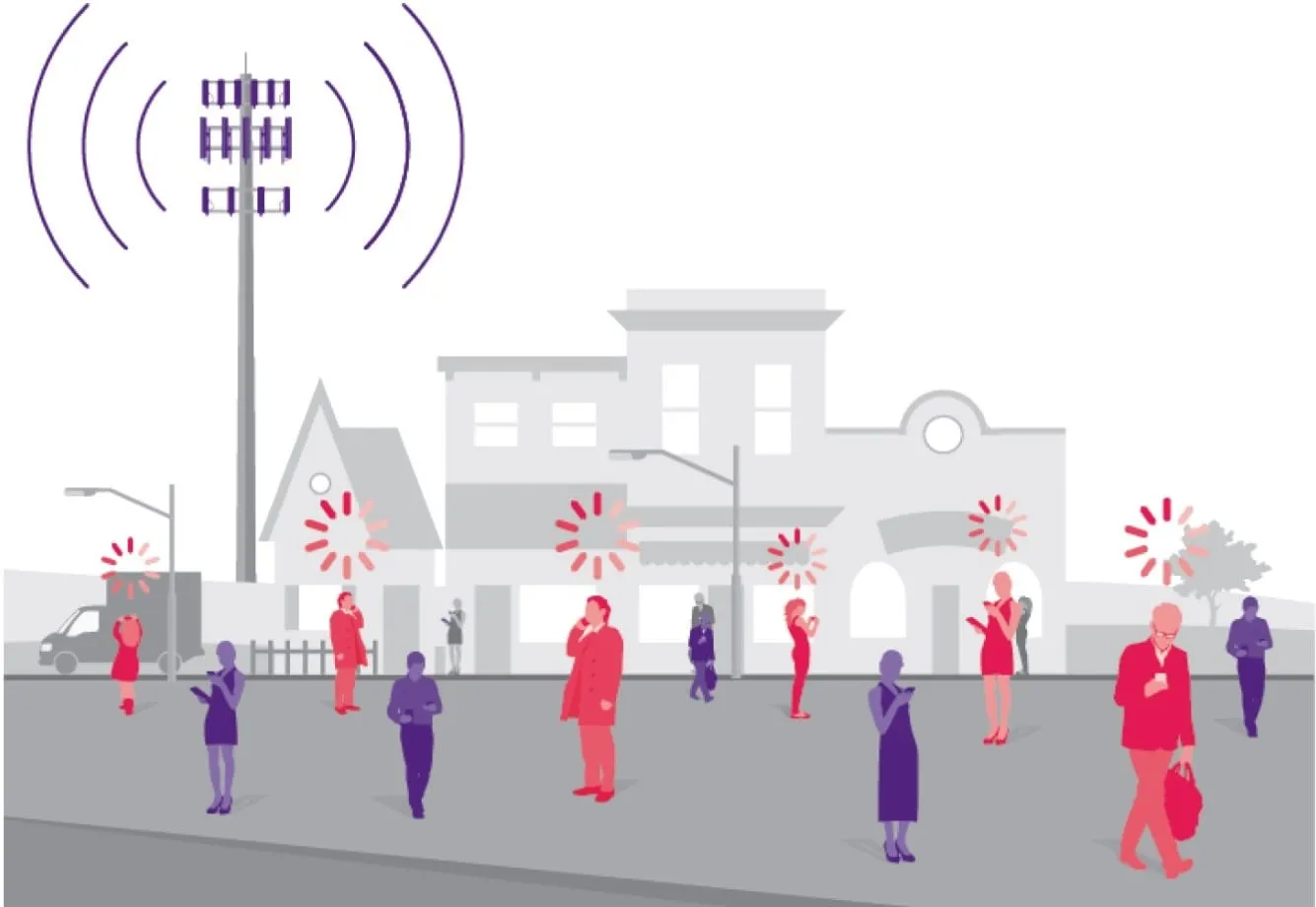 El alcance de la torre celular alcanza la cobertura inalámbrica