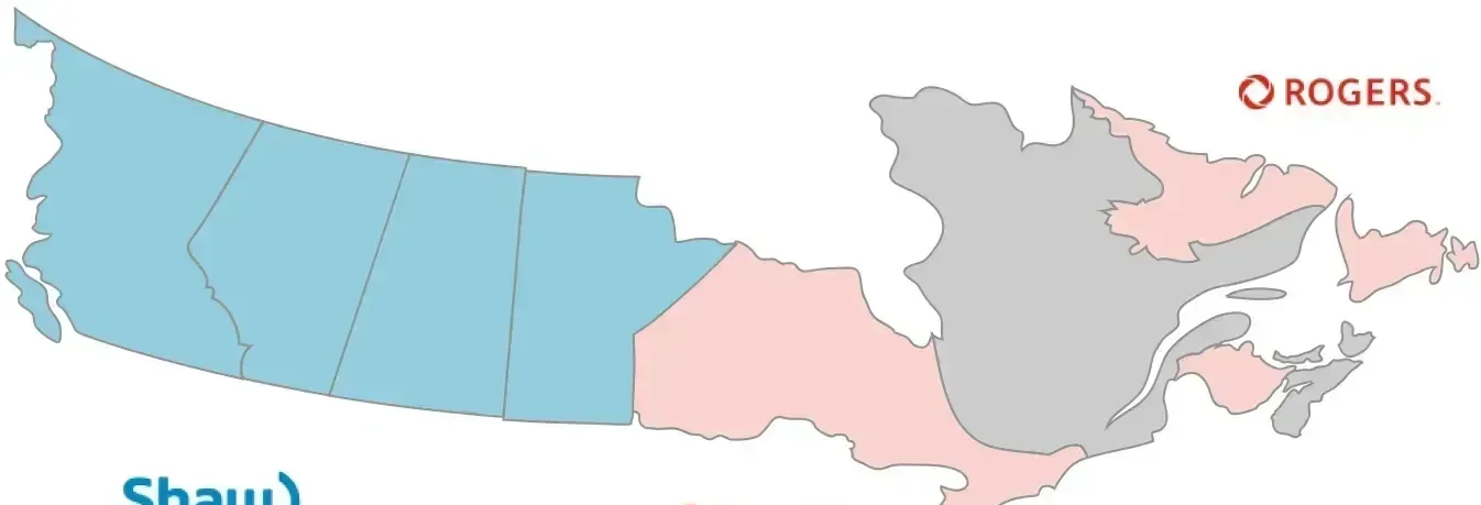 Mapa de transacciones de fibra 5G de Rogers Shaw Communications Canadá