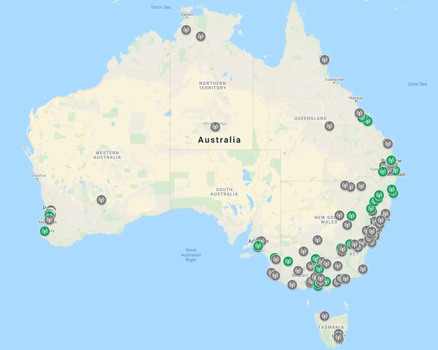 Mapa de las Torres Móviles del Grupo Stilmark