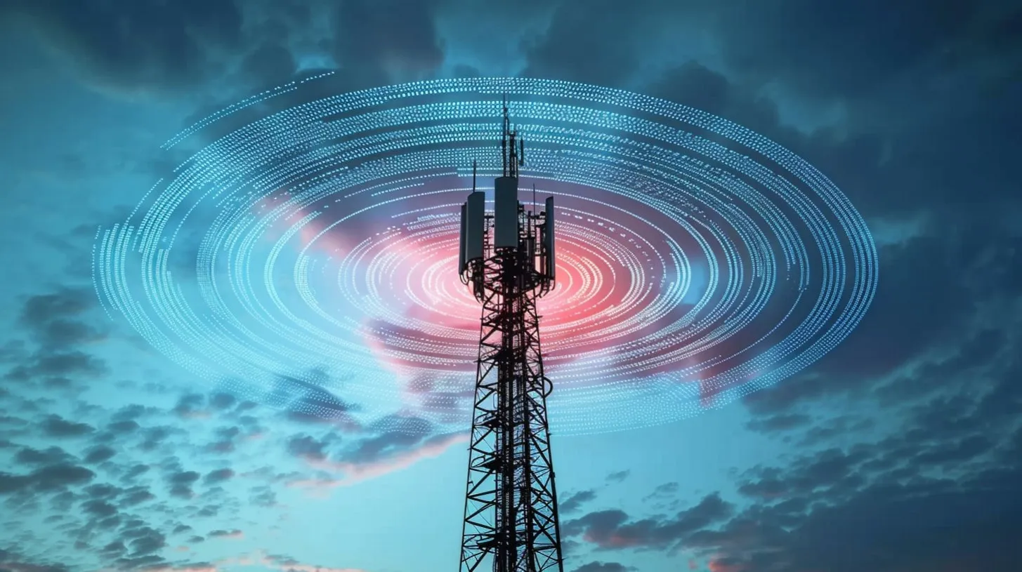 Radio de cobertura de torre celular con onda mm de banda baja media alta