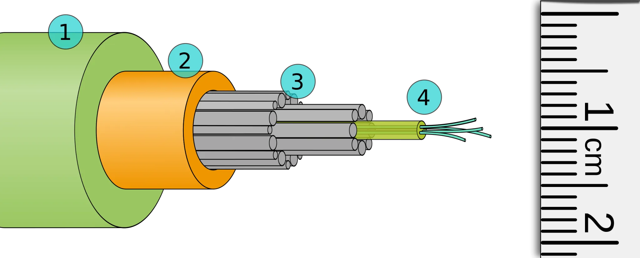 Sección transversal del cable submarino